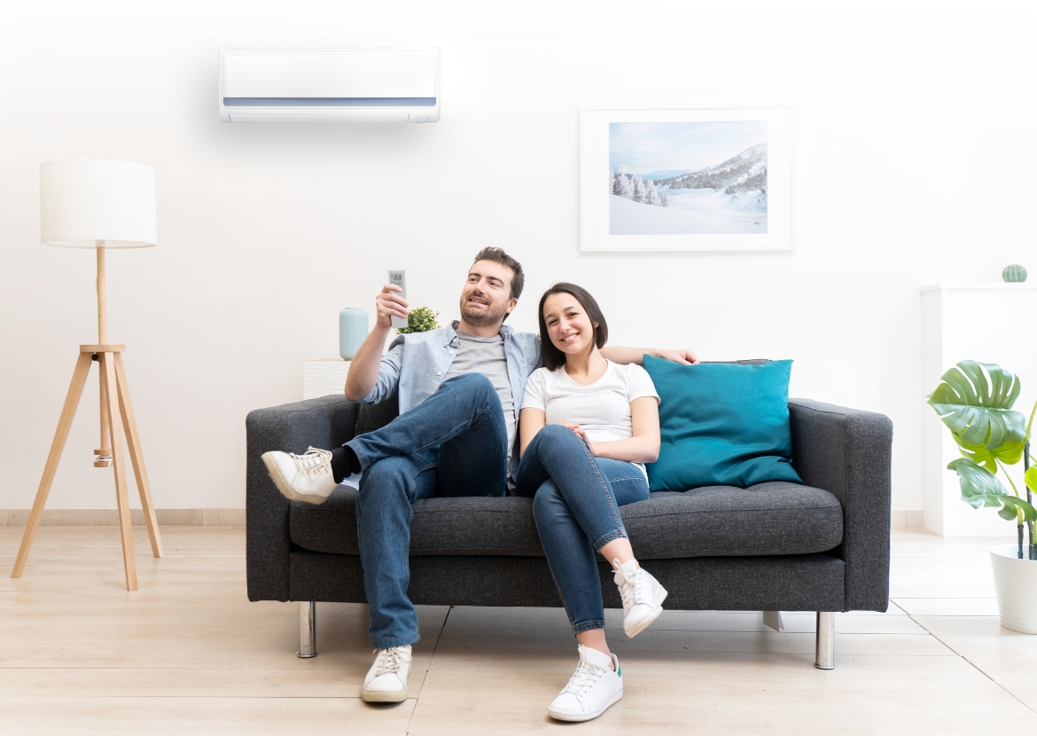 Panasonic split air conditioner installed in a modern living room
